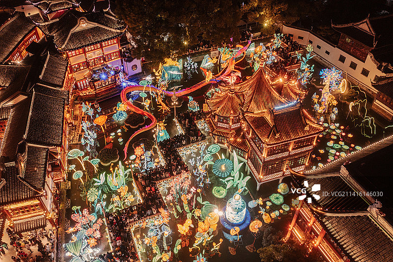 豫园灯会上海夜景景色图片素材