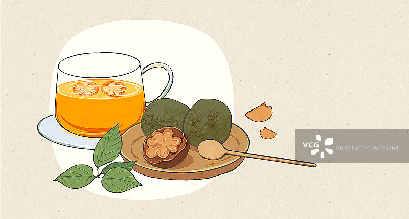 药材罗汉果茶插画图片素材
