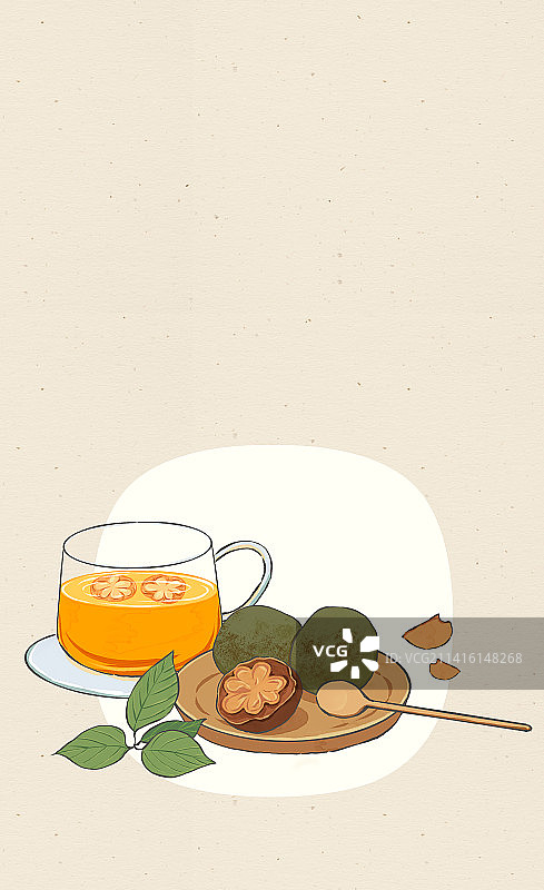 药材罗汉果茶插画图片素材