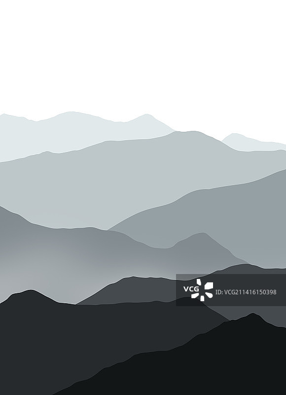 新中式水墨山水风景剪影插画图片素材