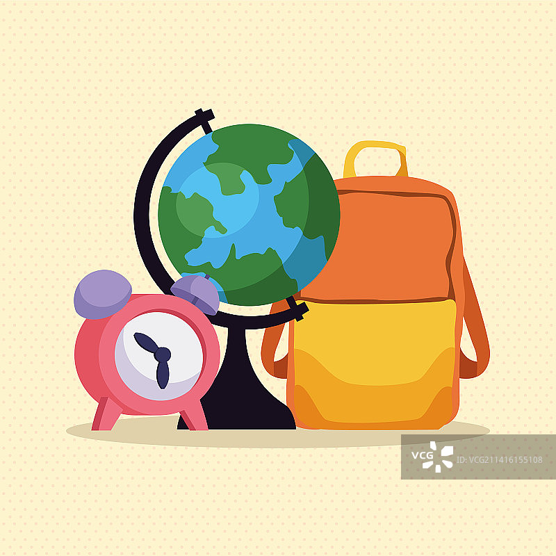 学习用品和闹钟图片素材