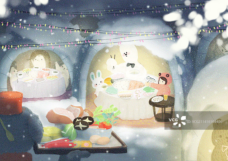 冬日火锅插画图片素材