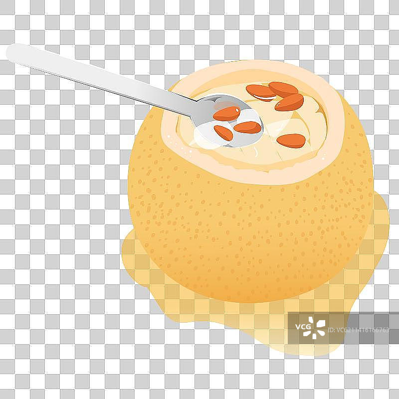 勺子舀冰糖炖雪梨图片素材