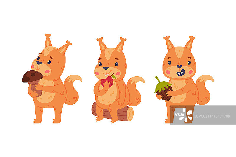 长着浓密尾巴的趣味松鼠角色图片素材