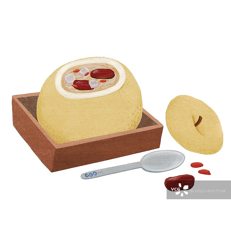 手绘写实风冰糖银耳雪梨图片素材