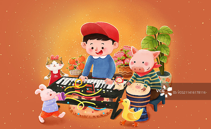 节日气氛的可爱演奏团图片素材