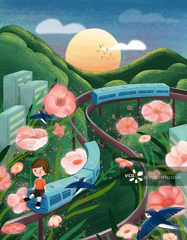 开往春天的列车图片素材