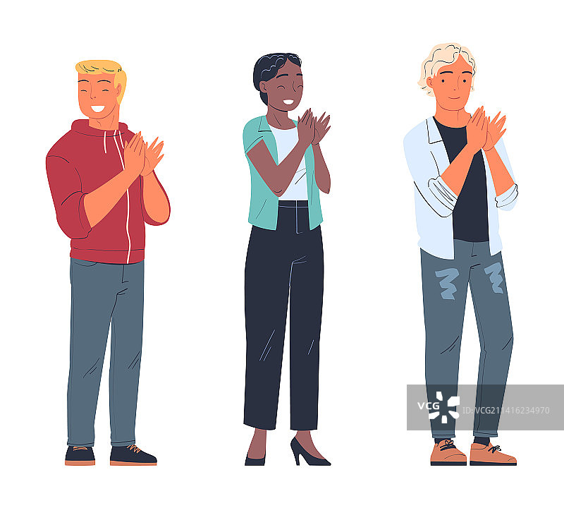 男人和女人起立鼓掌图片素材