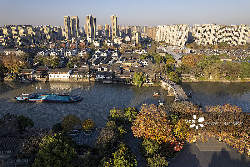 京杭大运河 拱宸桥 深秋清晨图片素材