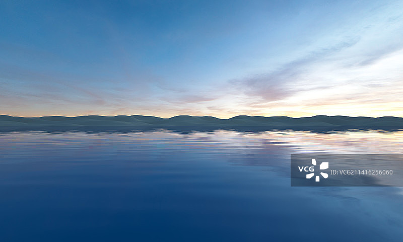 日出日落天空与水面倒影图片素材