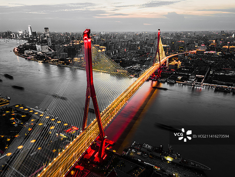 杨浦大桥航拍图片素材