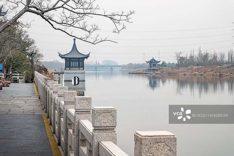 冬季扬州邗江区瓜州古渡公园景色图片素材