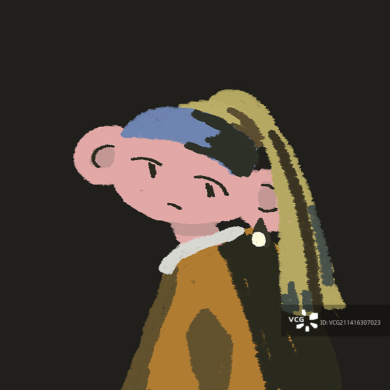 戴珍珠耳环的少女图片素材