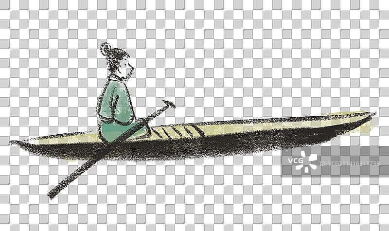 古风泛舟元素图片素材