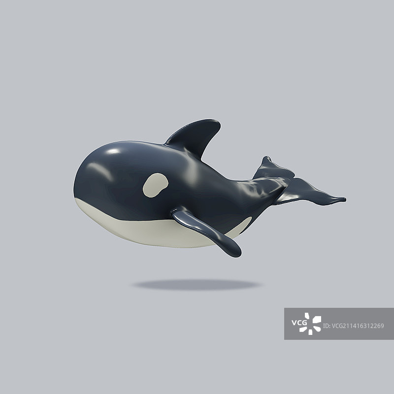 图像设计元素3D模型之虎鲸图标图片素材
