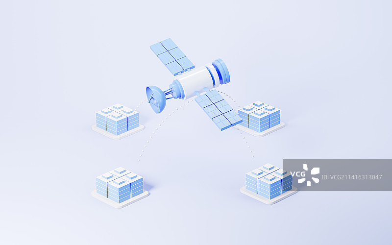 卫星与数据中心模型3D渲染图片素材