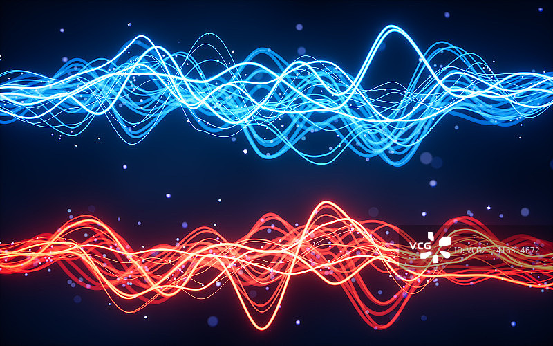 流动的曲线与粒子3D渲染图片素材