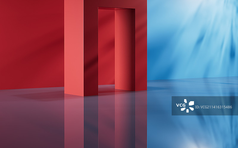 创意几何体室内空间3D渲染图片素材