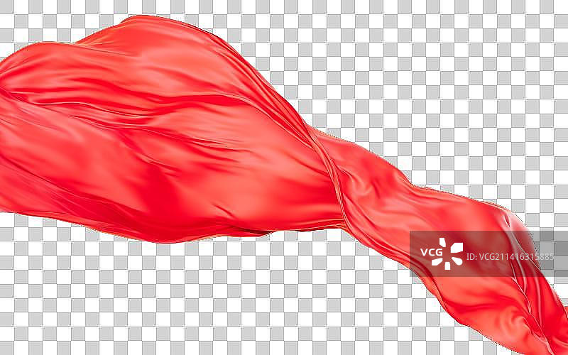 飘舞流动的红色红旗布料3D渲染图片素材