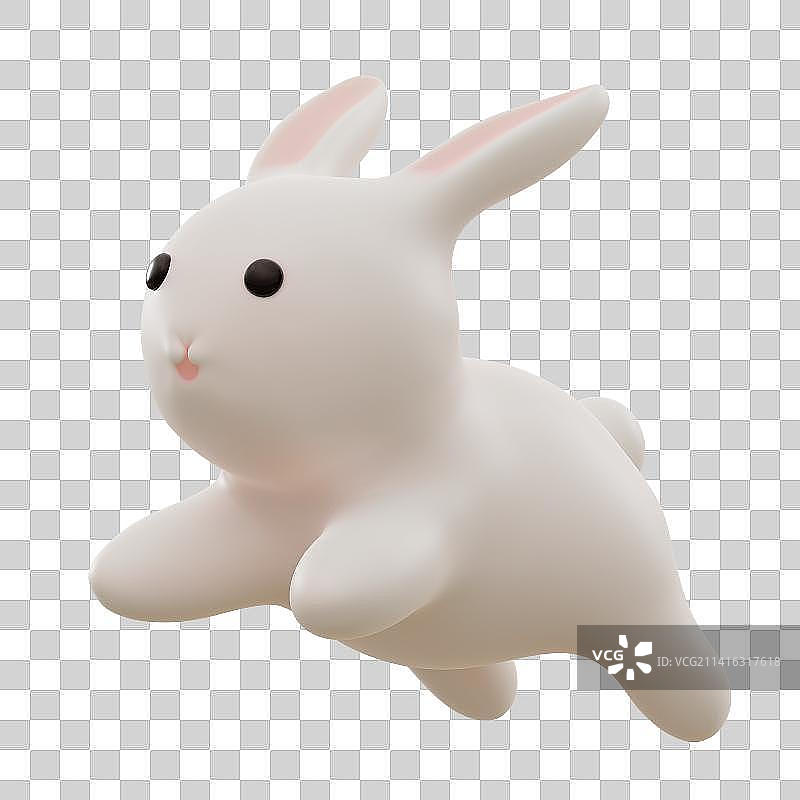 3D渲染卡通可爱兔子免抠元素图片素材