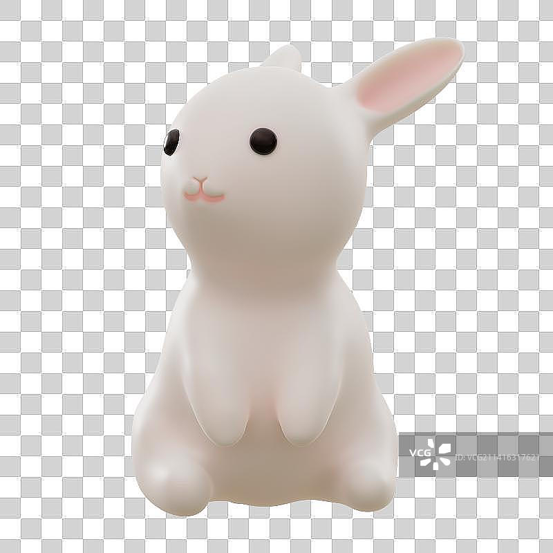 3D渲染卡通可爱兔子免抠元素图片素材