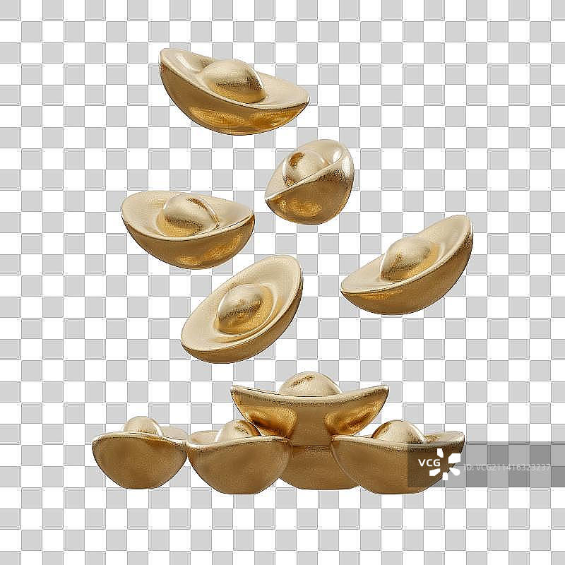 3D渲染金元宝免抠素材图片素材