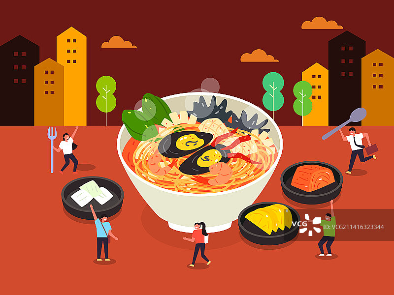 海鲜什锦海鲜面，辛辣食品图片素材