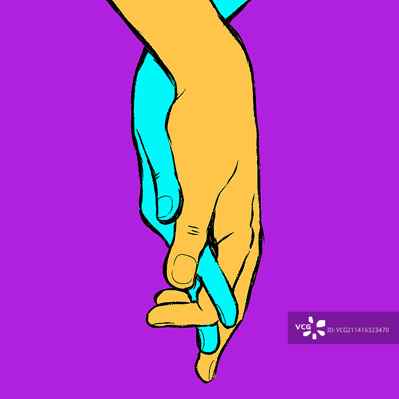 NFT波普艺术彩色手牵手情侣爱图片素材