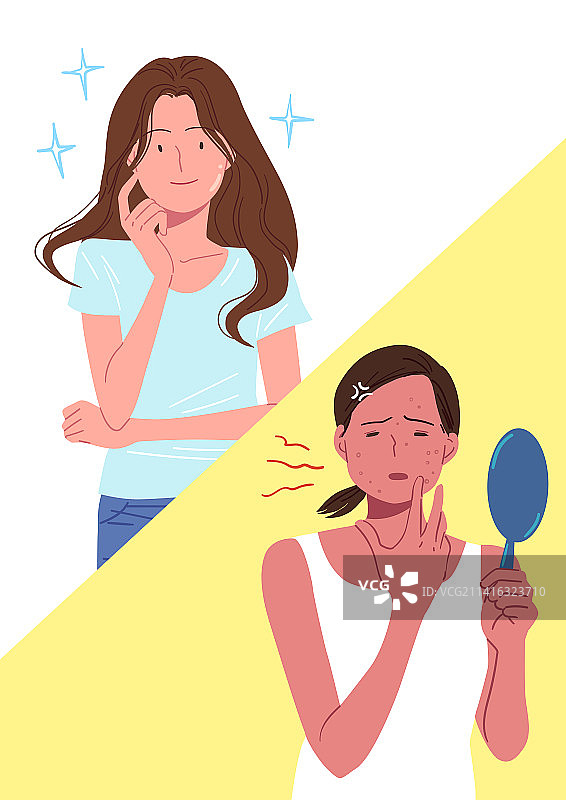 生活方式护肤痤疮光滑度对比图片素材