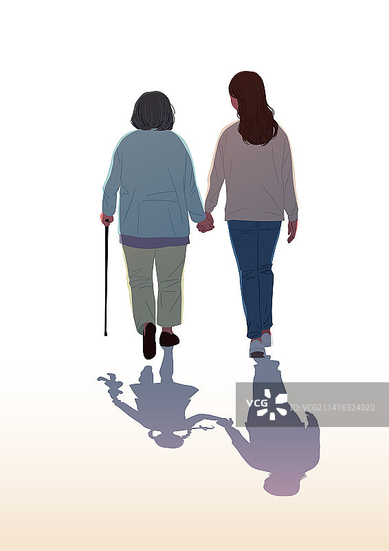 失智症，疾病，老人，病人，阿尔茨海默病，背面，看护人图片素材