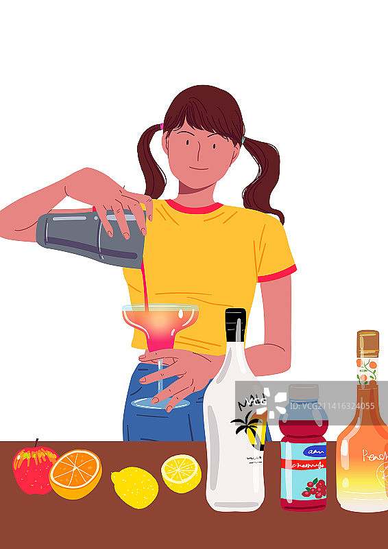 酒精鸡尾酒女人酒保图片素材