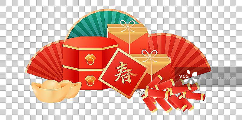 春节新年喜庆年货礼盒图片素材