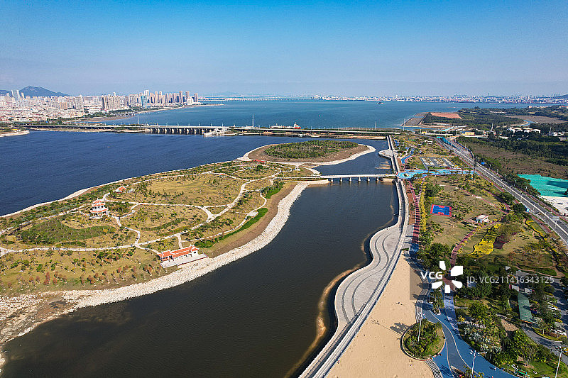 厦门航拍马銮湾生态公园景观图片素材
