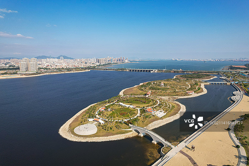 厦门航拍马銮湾生态公园景观图片素材