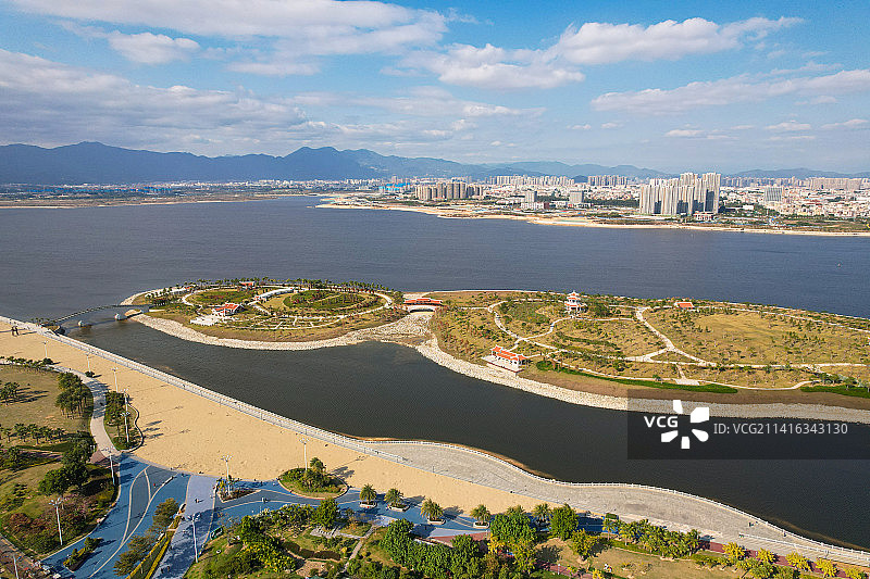 厦门航拍马銮湾生态公园景观图片素材