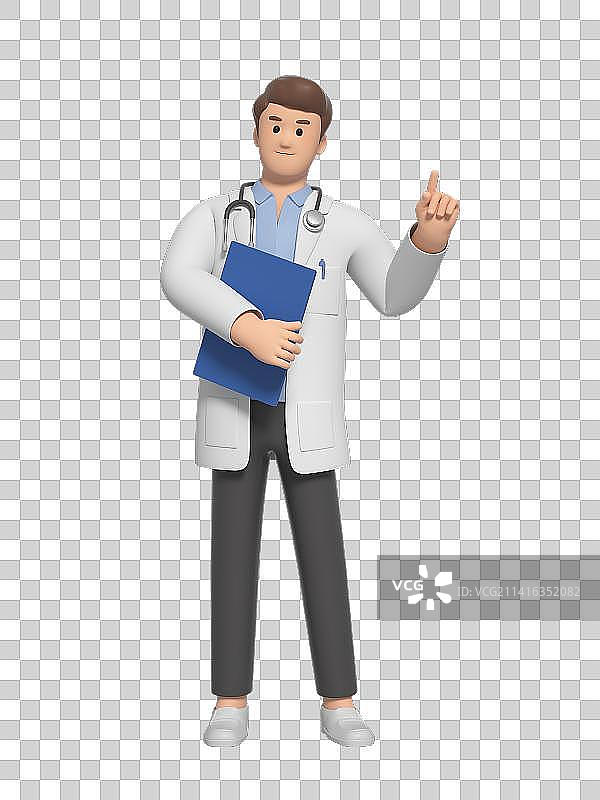 做讲解的3D卡通医生图片素材