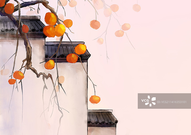 柿子屋檐一角图片素材