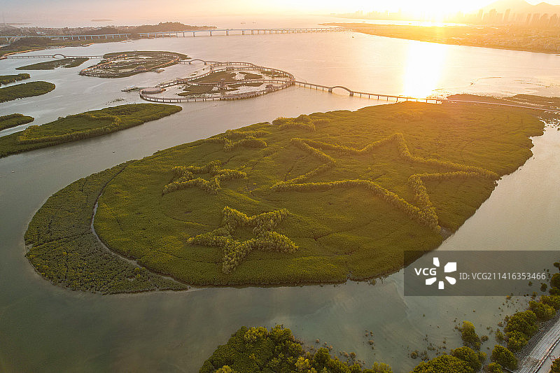 厦门航拍下潭尾湿地公园图片素材