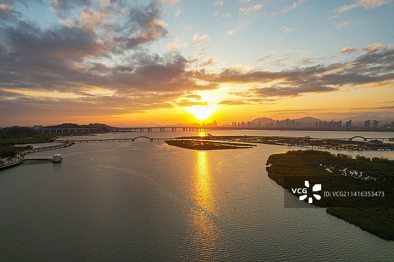 厦门航拍下潭尾湿地公园图片素材