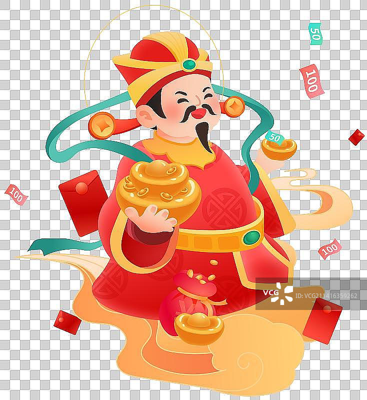 财神矢量插画元素图片素材