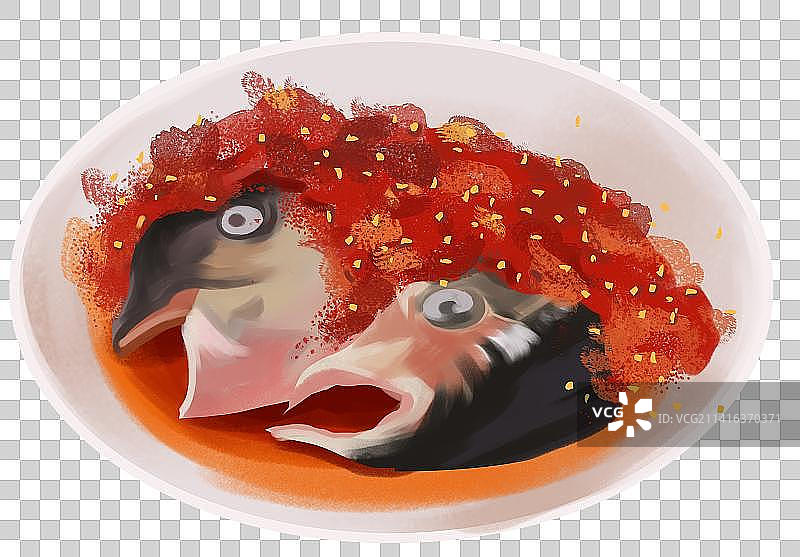 湖南菜剁椒鱼头美食食物食材鱼类元素插画图片素材