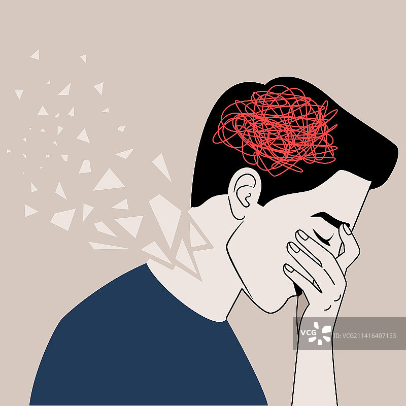 思绪混乱的沮丧成年男人图片素材