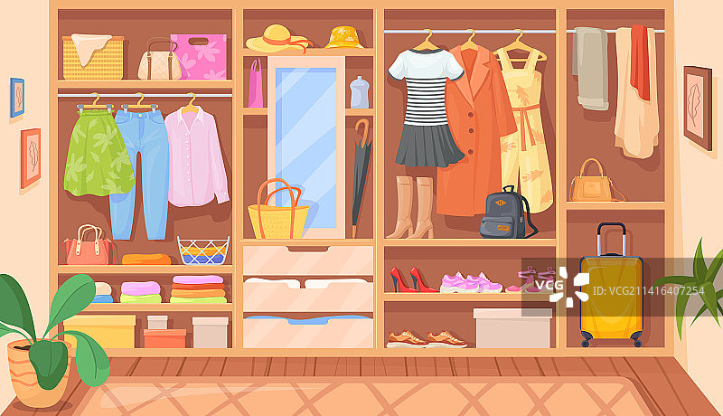 衣柜内部空间里的衣服图片素材