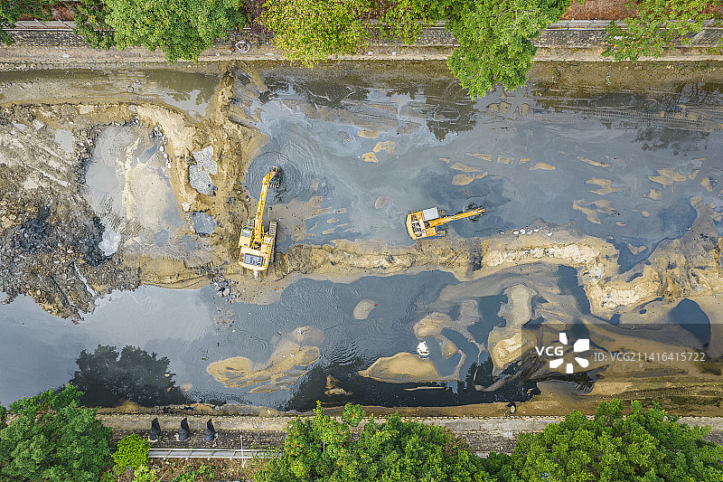 河流治理 污水治理 河道清淤图片素材
