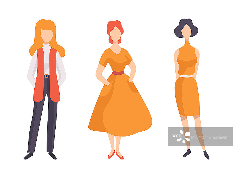 穿着70年代复古服装的女性角色图片素材