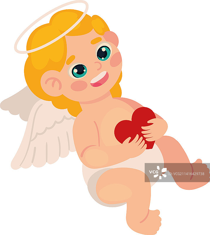 可爱的丘比特与心形图片素材