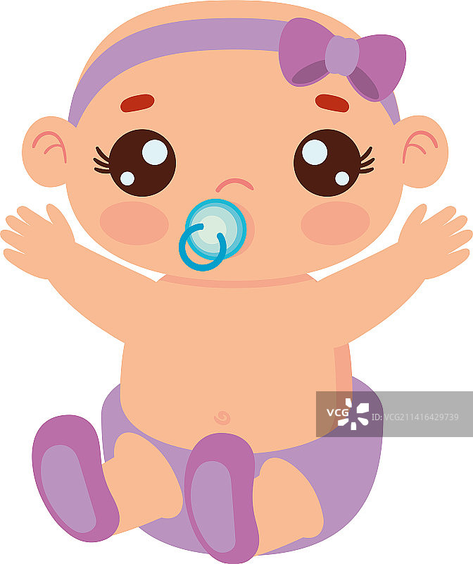 拿着奶嘴的可爱女婴图片素材