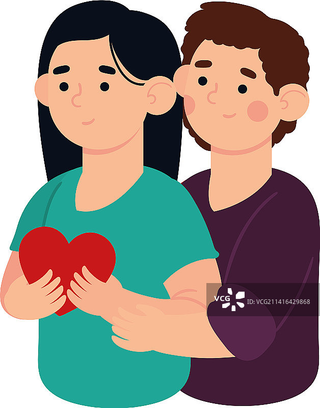 情侣拥抱与心形图片素材