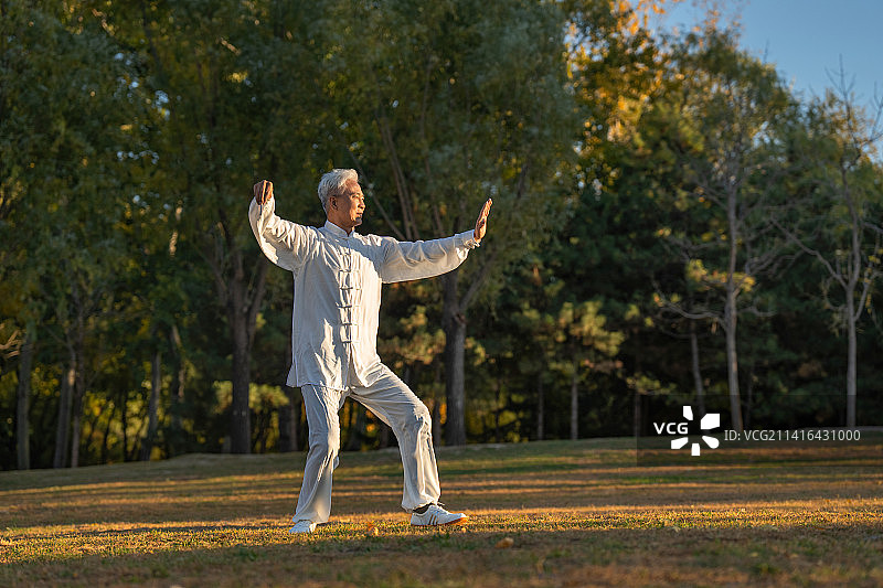 户外老年人正在练太极拳图片素材