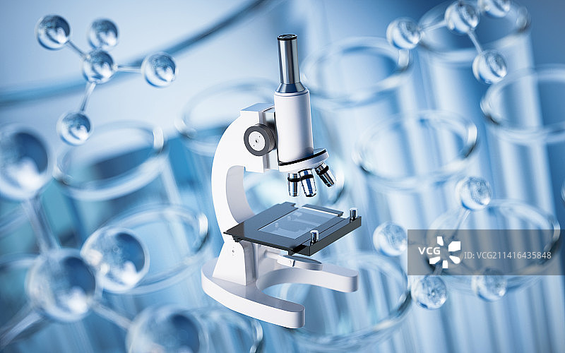 实验室的显微镜3D渲染图片素材